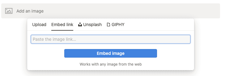 Pasting the image URL in the Notion editor
